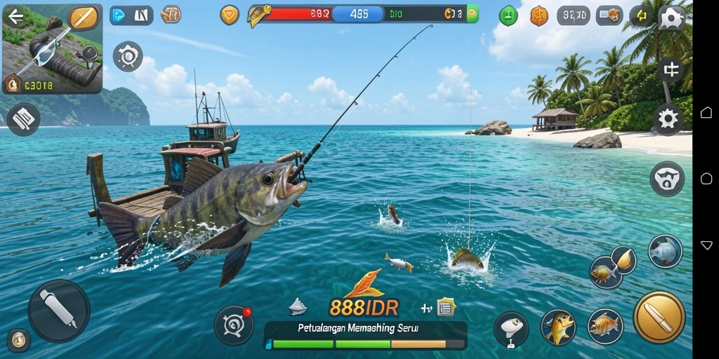 Tangkapan ikan besar dalam gameplay 888IDR yang seru.