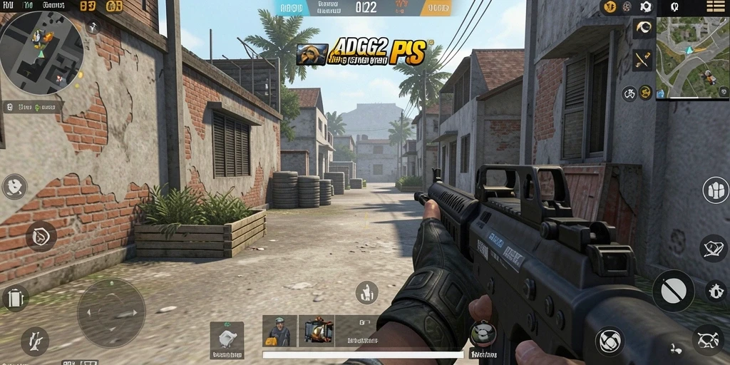 Tangkapan layar gameplay ADG62 menunjukkan pertempuran FPS yang intens.