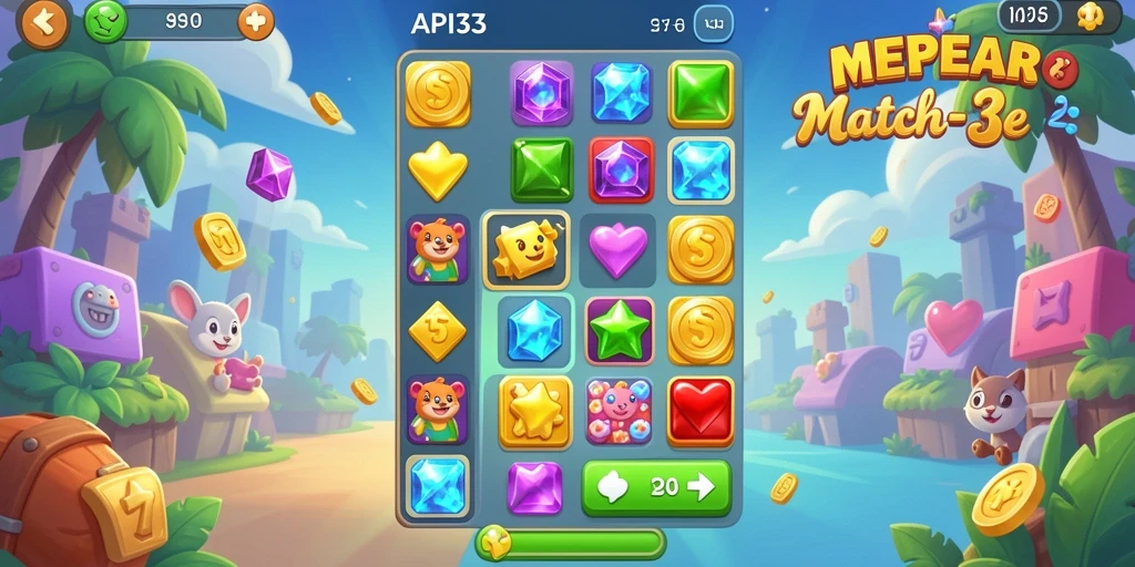 Tampilan menarik gameplay Match-3 di API33.