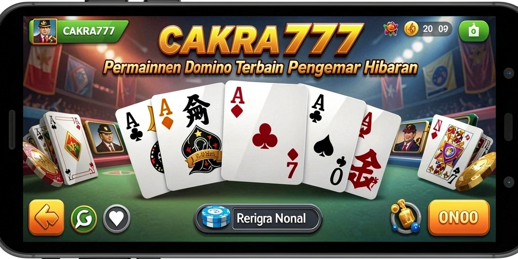 Tampilan gameplay seru dari CAKRA777 dengan dominasi kartu Domino.