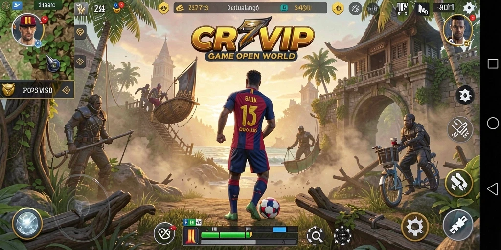 Tangkapan layar gameplay CR7VIP yang menampilkan petualangan di dunia terbuka.