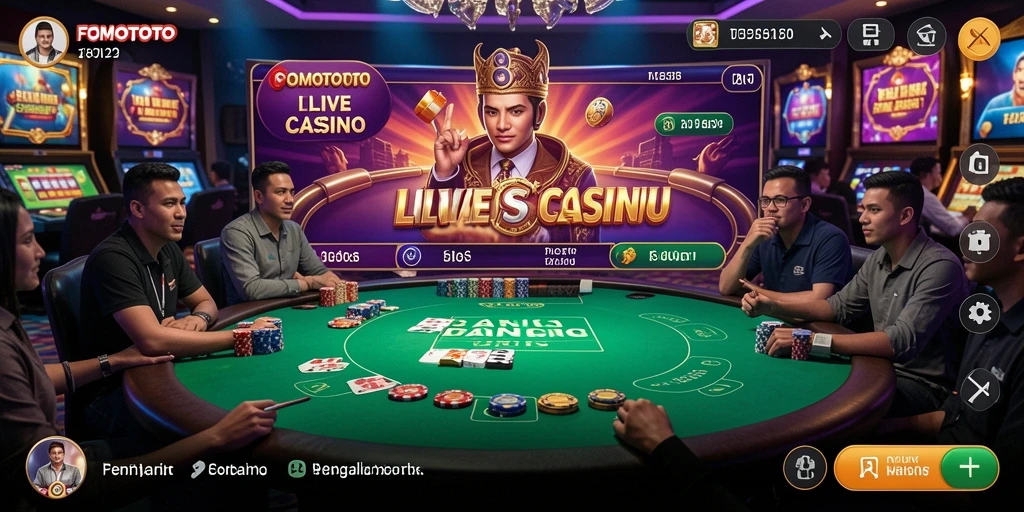 Screenshot menampilkan dealer langsung dan gameplay seru di FOMOTOTO.