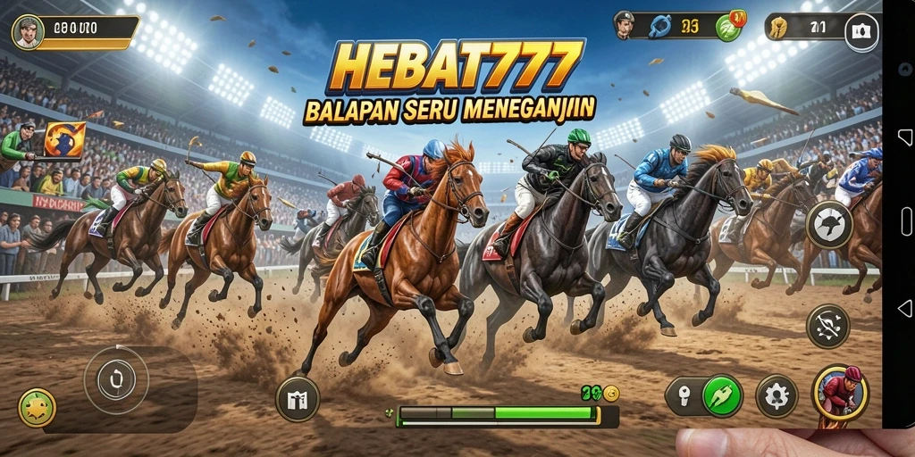 Tampilan gameplay HEBAT777 dengan aksi balapan yang cepat dan mendebarkan.