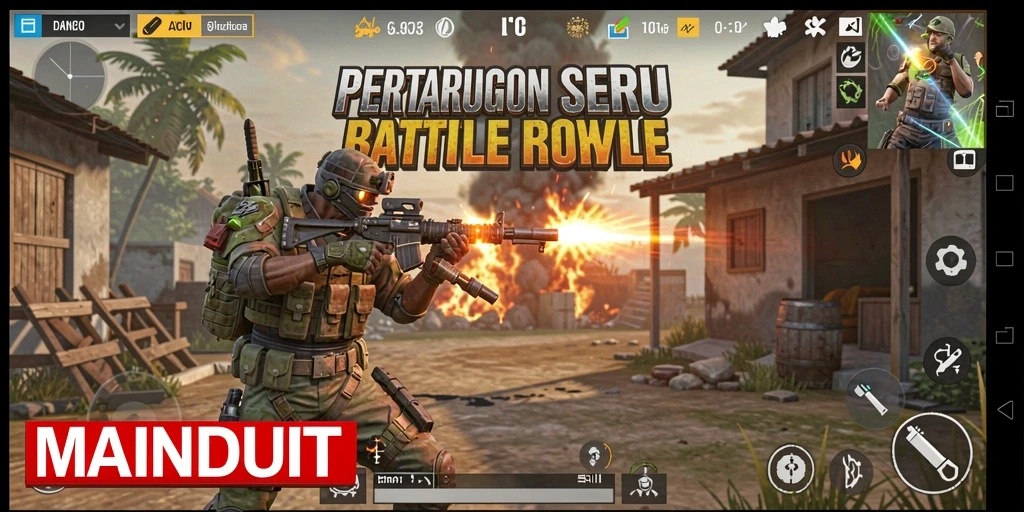 Gameplay intens di arena Battle Royale MAINDUIT.