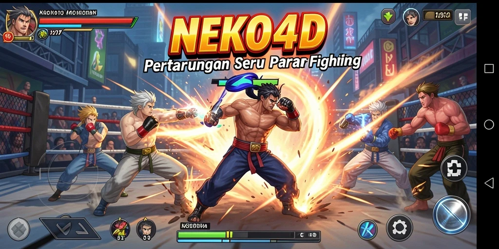 Screenshot utama NEKO4D menunjukkan aksi pertarungan yang intens dan mendebarkan.