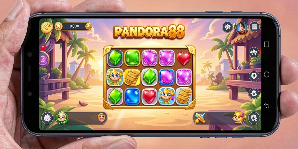 Tampilan gameplay PANDORA88 yang cerah dan menawan.