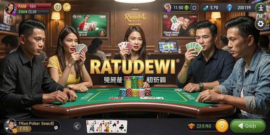 Tampilan gameplay Poker yang seru di RATUDEWI.