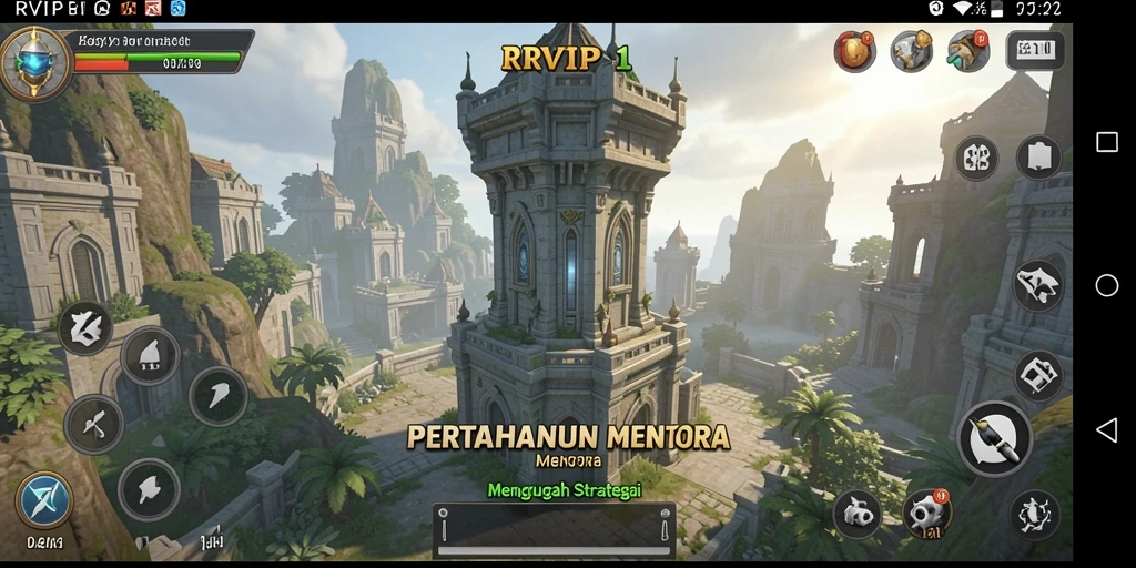 Screenshot utama menampilkan aksi seru dalam game Tower Defense.